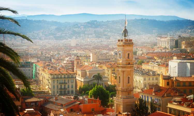 Nice, France is a recommended overnight stop when traveling from Paris to Rome by train.