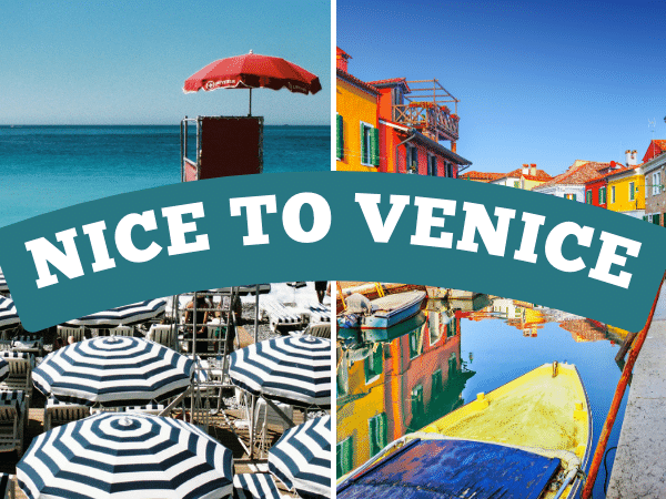 This photo shows the destinations on the Nice to Venice by train line.
