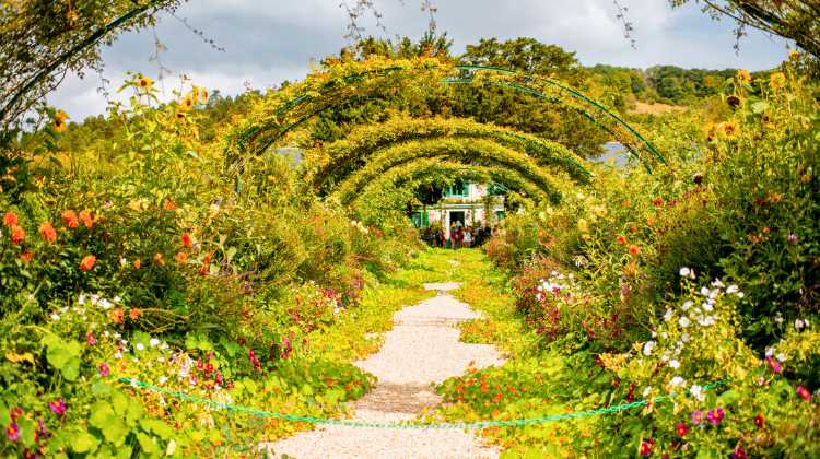 The idyllic gardens of Monet's former home in Giverny, an excellent day trip from Paris by train, are pictured here