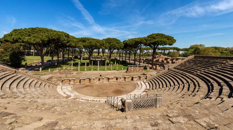 Ostia Antica, pictured here, is one of many easy and fascinating day trips from Rome by train.